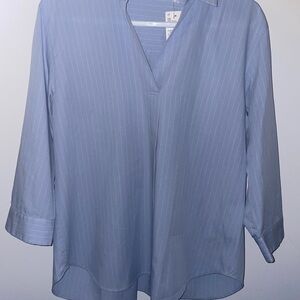 Uniqlo Blue Blouse with V-Neck and 3/4 Sleeves